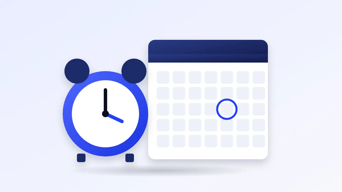 Alarm clock next to a calendar with one day circled